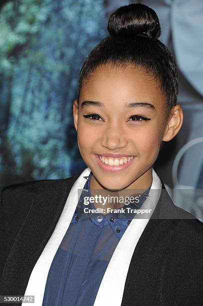 Actress Amandla Stenberg arrives at the premiere of Beautiful Creatures held at Grauman's Chinese Theater.