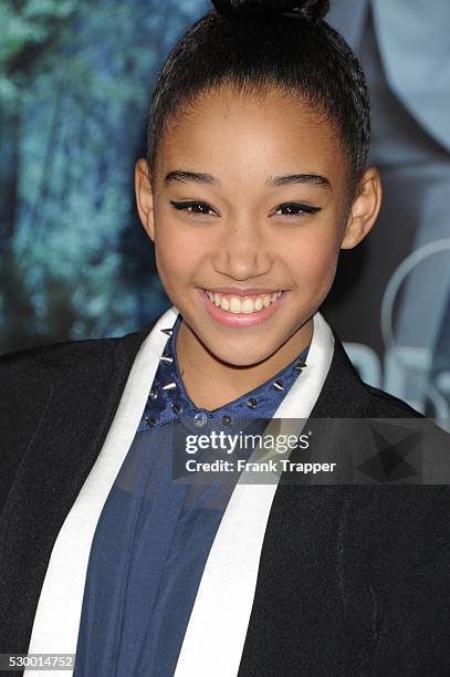 Actress Amandla Stenberg arrives at the premiere of Beautiful Creatures held at Grauman's Chinese Theater.