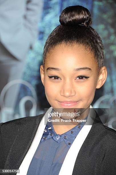 Actress Amandla Stenberg arrives at the premiere of Beautiful Creatures held at Grauman's Chinese Theater.
