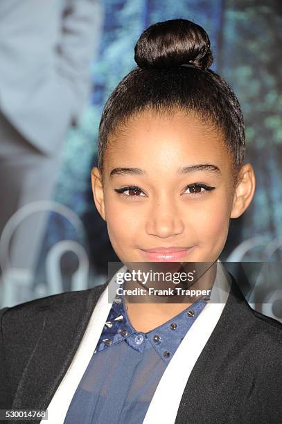 Actress Amandla Stenberg arrives at the premiere of Beautiful Creatures held at Grauman's Chinese Theater.