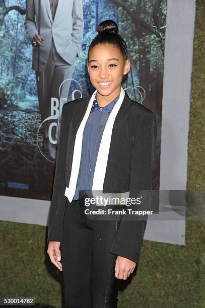 Actress Amandla Stenberg arrives at the premiere of Beautiful Creatures held at Grauman's Chinese Theater.