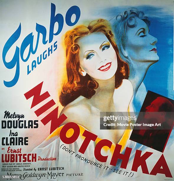 Poster for Ernst Lubitsch's 1939 comedy 'Ninotchka' starring Greta Garbo.