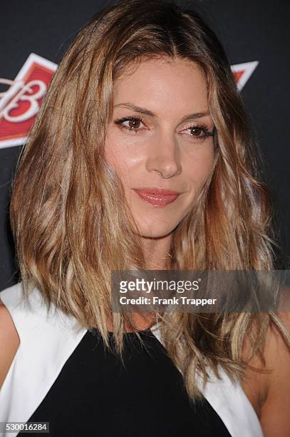 Actress Dawn Olivieri arrives at the premiere of "Sabotage" held at the the Regal Cinemas LA Live.