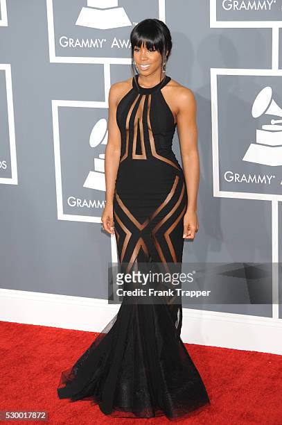 Singer Kelly Rowland arrives at the 55th Annual Grammy Awards held at the Staples Center in Los Angeles.