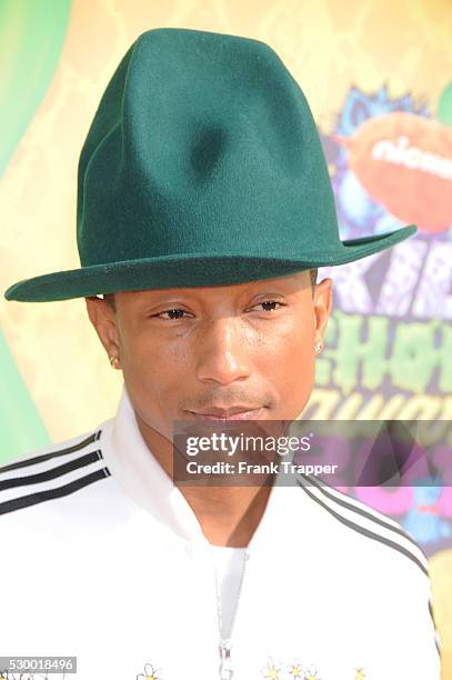 Musician Pharrell Williams arrives at Nickelodeon's 27th Annual Kids' Choice Awards, held at the Galen Center, USC.