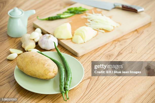 making stir fried shredded potato - ginger root pattern stock pictures, royalty-free photos & images