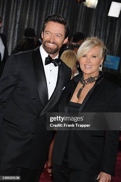 Actor Hugh Jackman and wife Deborah Lee Furness on the red carpet at the 85th Academy Awards held at the Dolby Theater in Hollywood.