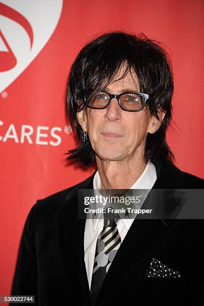 Musicians Ric Ocasek arrives at The 2015 MusiCares Person Of The Year honoring Bob Dylan held at the Los Angeles Convention Center.