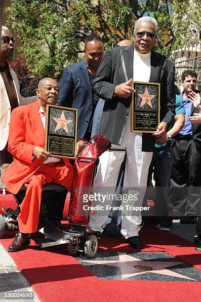 Eddie Willis and Jack Ashford attend the ceremony that honored The Funk Brothers with a Star on the Hollywood Walk of Fame.