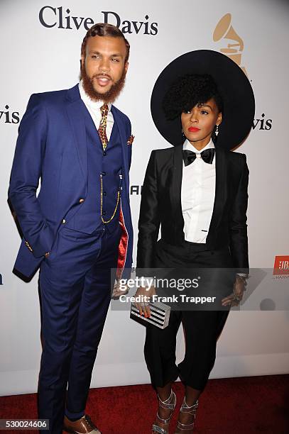 Recording artist Janelle Monae and guest arrive at the Gala and Salute To Industry Icons honoring Martin Bandier at The Beverly Hilton Hotel.