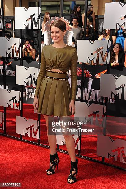 Actress Shailene Woodley arrives at the 2014 MTV Movie Awards held at Nokia Theater L. A. Live.