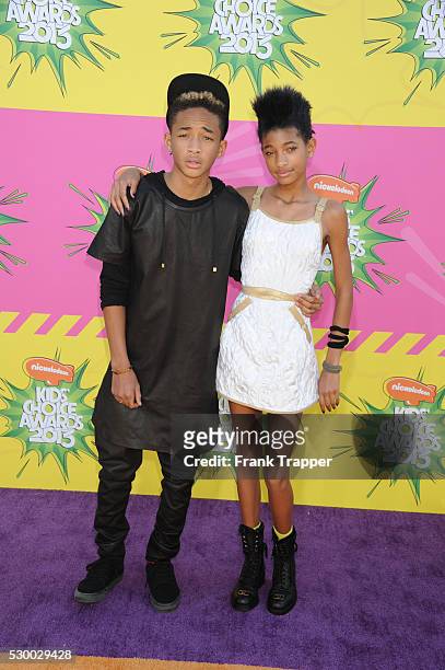 Actors Jaden Smith and Willow Smith arrive at Nickelodeon's 26th Annual Kids' Choice Awards at USC Galen Center.