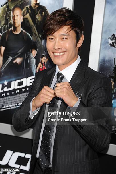 Actor Byung-Hun Lee arrives at the premiere of G.I. Joe: Retaliation held at the Chinese Theater in Hollywood.