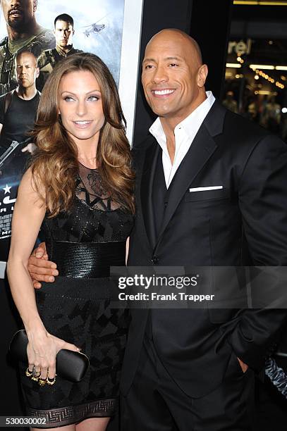 Actor Dwayne Johnson and guest arrive at the premiere of G.I. Joe: Retaliation held at the Chinese Theater in Hollywood.