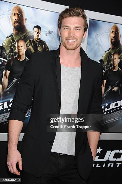 Actor Derek Theler arrives at the premiere of G.I. Joe: Retaliation held at the Chinese Theater in Hollywood.