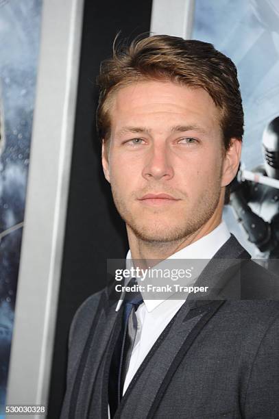 Actor Luke Bracey arrives at the premiere of G.I. Joe: Retaliation held at the Chinese Theater in Hollywood.