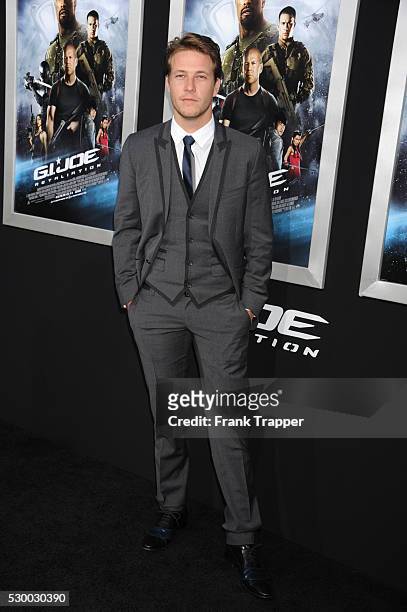 Actor Luke Bracey arrives at the premiere of G.I. Joe: Retaliation held at the Chinese Theater in Hollywood.