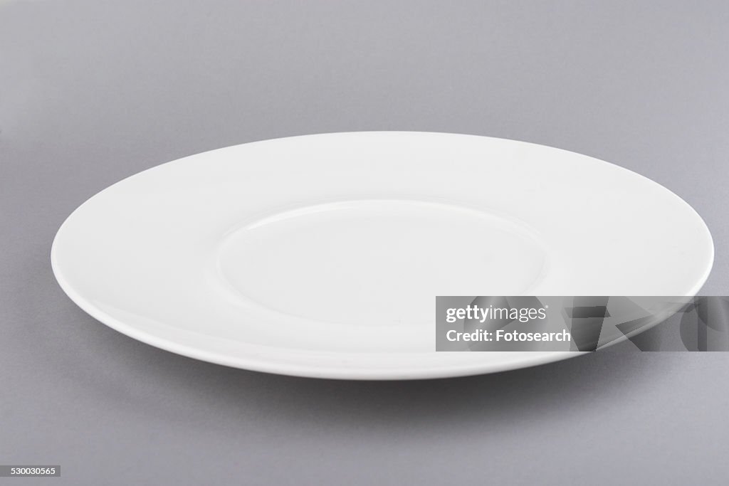 White plate grey background