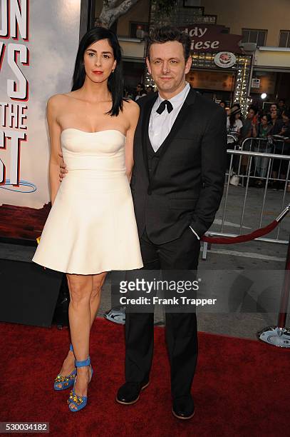 Actors Sarah Silverman and Michael Sheen arrive at the premiere of "A Million Ways To Die In The West" held at the Regency Theater in Westwood.