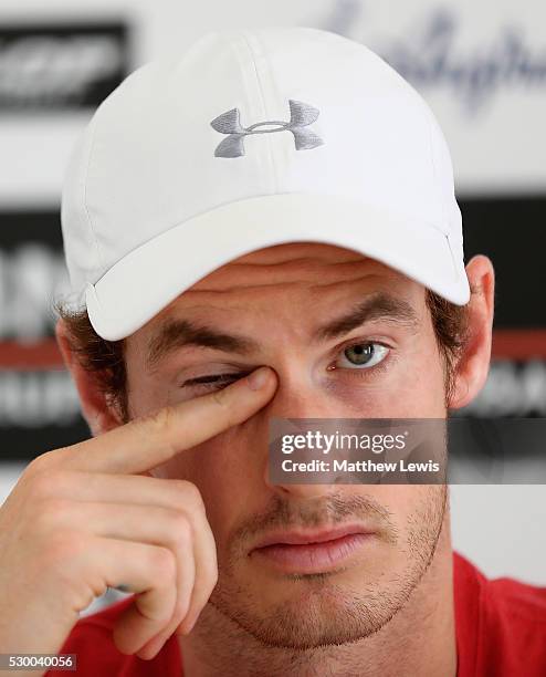 Andy Murray of Great Britain talks to media during day three of The Internazionali BNL d'Italia 2016 on May 10, 2016 in Rome, Italy.