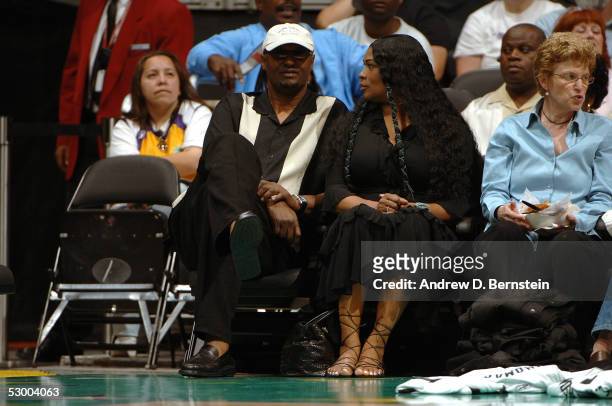 Joe and Pam Bryant, Kobe Bryant's parents, watch the Los Angeles Sparks play the San Antonio Silver Stars on May 31, 2005 at Staples Center in Los...