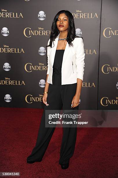 Singer Diamond White arrives at the premiere of "Cinderella" held at the El Capitan Theater in Hollywood.