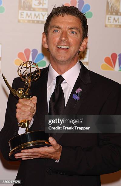 Michael Patrick King in the press room with his award for Best Director for a Comedy for his work on "Sex in the City" at the 54th Annual Prime Time...