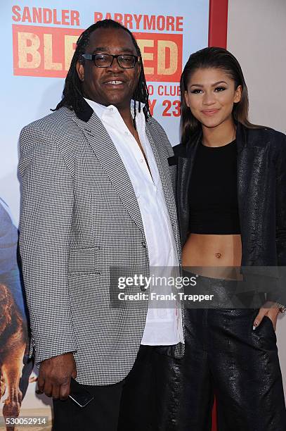 Actress Zendaya and father arrive at the premiere of "Blended" held at the TCL Chinese Theater in Hollywood.
