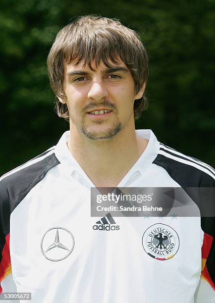 Sebastian Deisler poses during the photoshoot of the German National Football Team on June 1, 2005 in Munich, Germany.