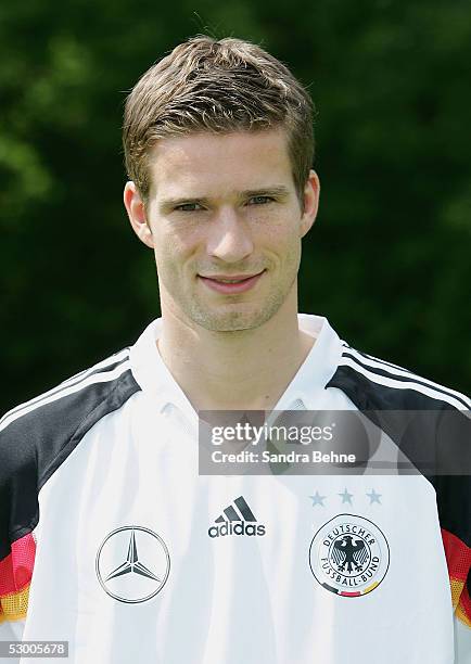 Arne Friedrich poses during the photoshoot of the German National Football Team on June 1, 2005 in Munich, Germany.