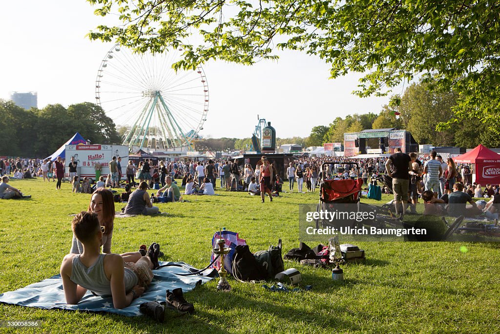 Public festival RheinImpuls-Festival in Bonn Rheinaue Leisure Park.