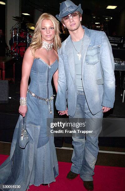 Britney Spears and Justin Timberlake, arriving at the 28th annual American Music Awards, held at the Shrine Auditorium.