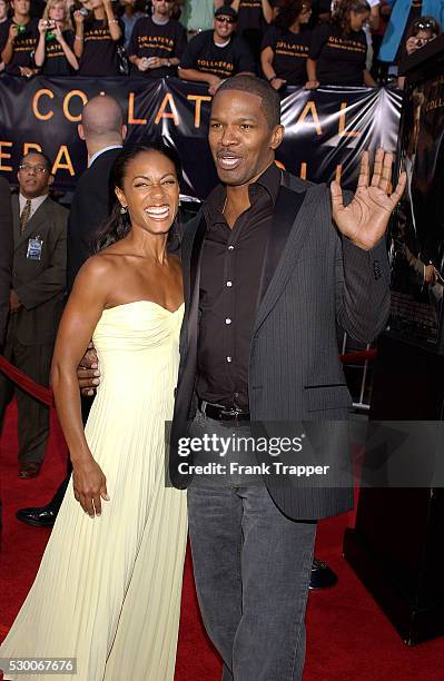 Actors Jada Pinkett Smith and Jamie Foxx arrive at the Los Angeles premiere of "Collateral." The film opens on August 6 in the United States.