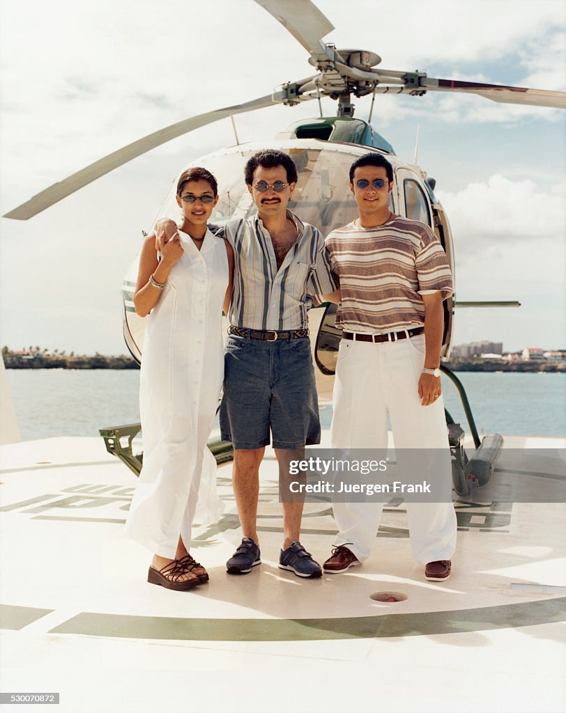 Saudi Royals in Front of Helicopter