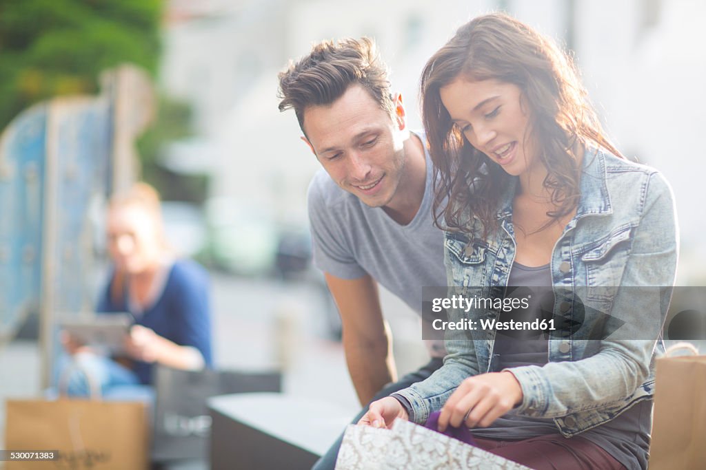 Young couple on shopping tour