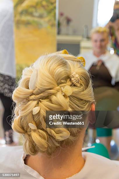 hairstyle of a bride - wedding hair stock pictures, royalty-free photos & images