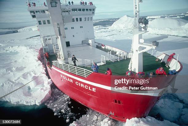 polar circle passenger liner - pack ice stock pictures, royalty-free photos & images