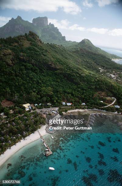 aerial view of sofitel marara - matira bay stock pictures, royalty-free photos & images