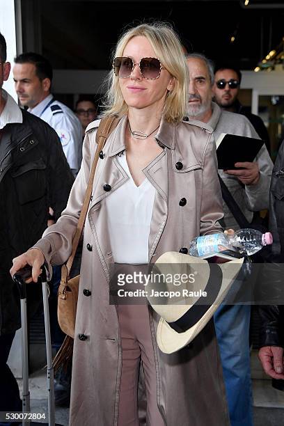 Naomi Watts arrives at Nice airport during the annual 69th Cannes Film Festival at Nice Airport on May 10, 2016 in Nice, France.