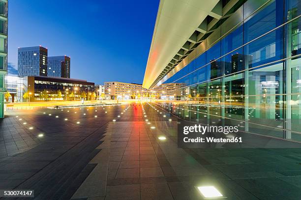 luxembourg, luxembourg city, modern buildings at the place de l'europe at night - luxembourg ストックフォトと画像