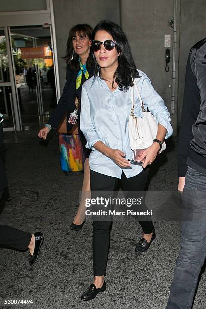 Actress Leila Bekhti arrives at Nice airport during the annual 69th Cannes Film Festival at Nice Airport on May 10, 2016 in Nice, France.