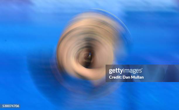 Matthieu Rosset of France competes in the Mens 1m Springboard Preliminary Round on Day Two of the LEN European Swimming Championships at the Aquatics...