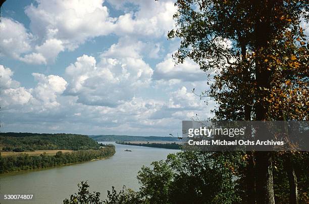 View of the Ohio river running through Hawesville, Kentucky.
