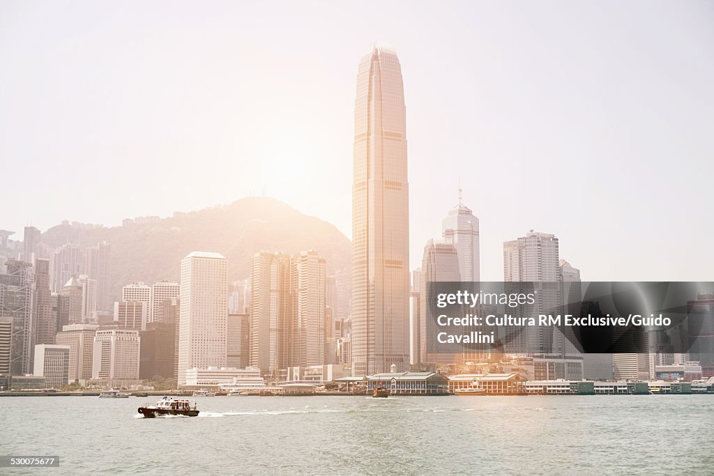 View of buildings on Victoria Harbour, Hong Kong, China