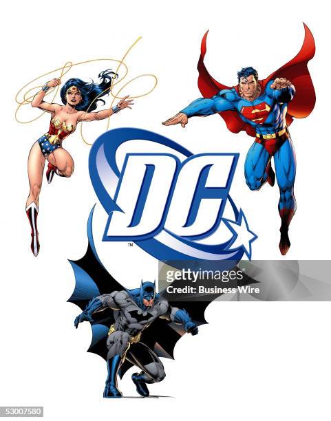 Comics' new corporate logo featuring the company's iconic super heroes Batman, Wonder Woman and Superman will appear on comic books, graphic novels...
