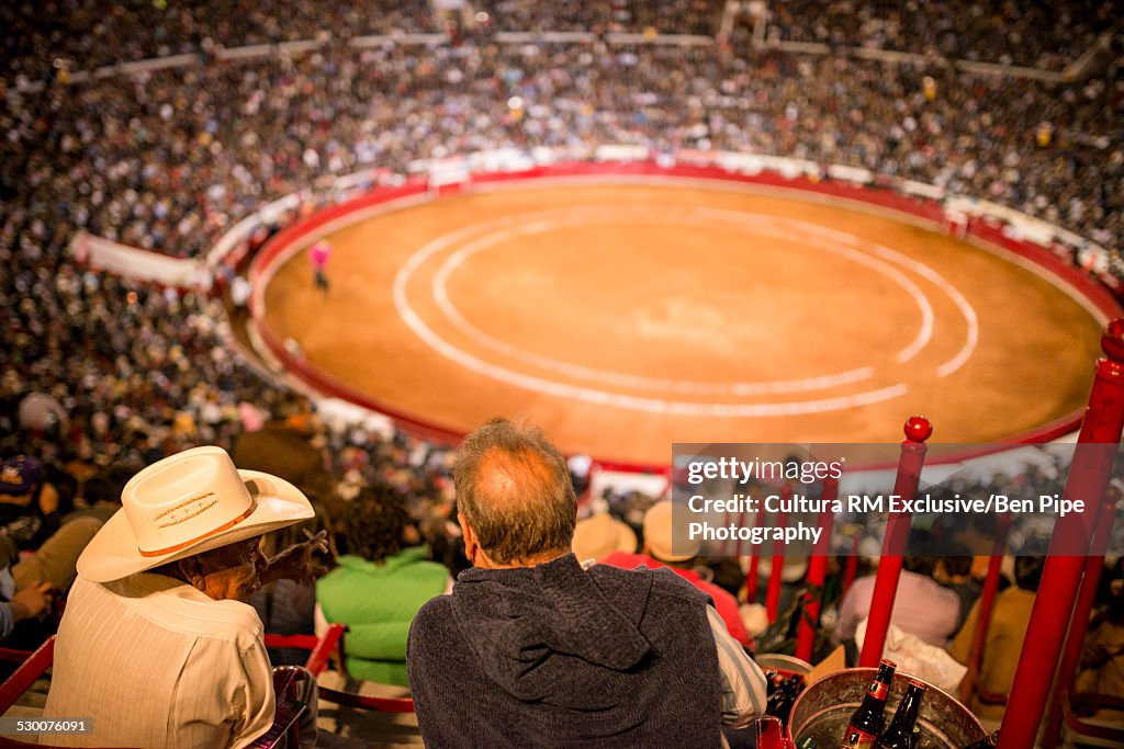 High angle view of crowds at bullring, Plaza Mexico, Mexico City, Mexico