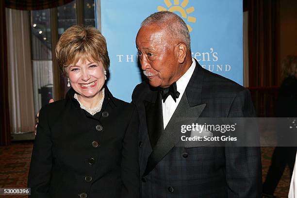 Personality Jane Pauley and former New York City Mayor David Dinkins pose for a photo during the Childrens Health Fund annual gala at the New York...