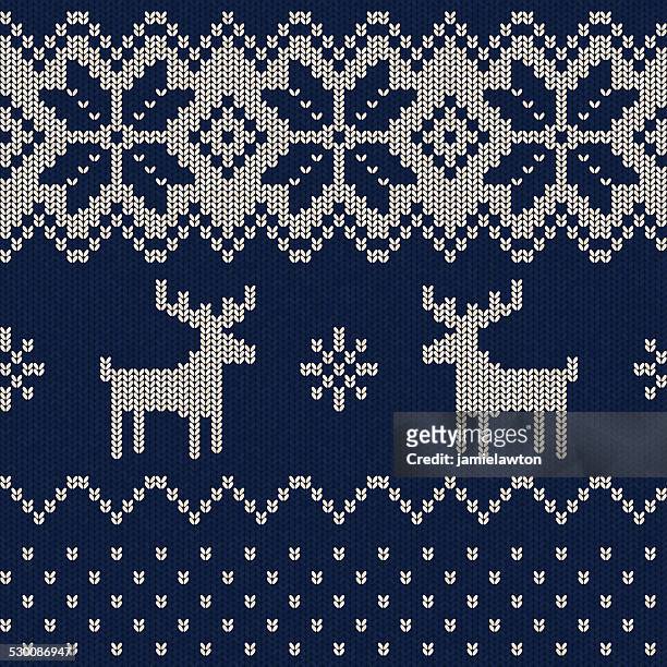 seamless knitted christmas pattern - christmas norway stock illustrations