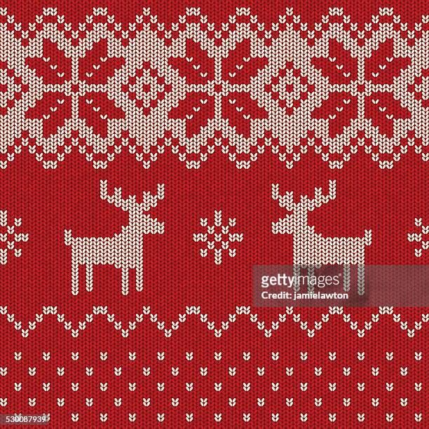 stockillustraties, clipart, cartoons en iconen met seamless knitted christmas pattern - stiksel