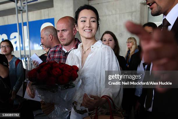 Gong Li arrives at Nice airport ahead of the 69th Annual Cannes Film Festival on May 10, 2016 in Nice, France.
